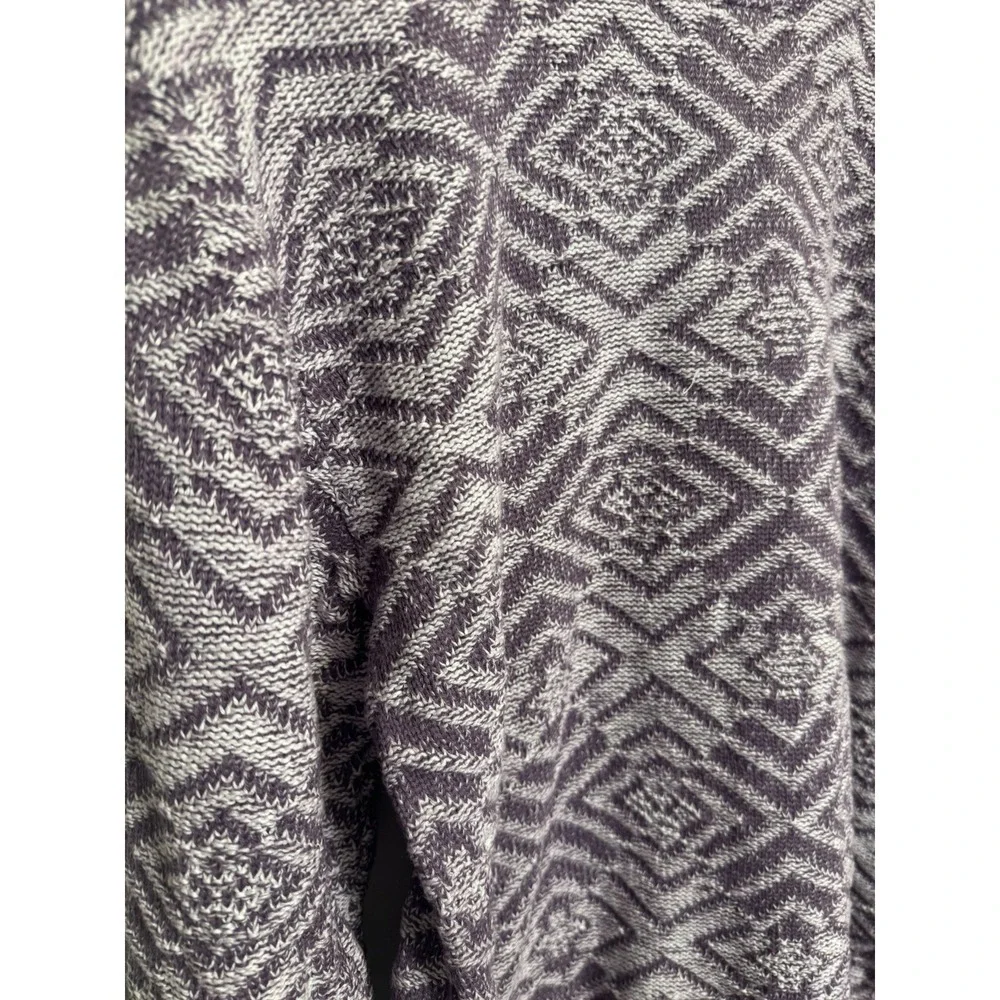 VTG Crew Cotton Fair Isle Purple White Crew Sweater‎ M